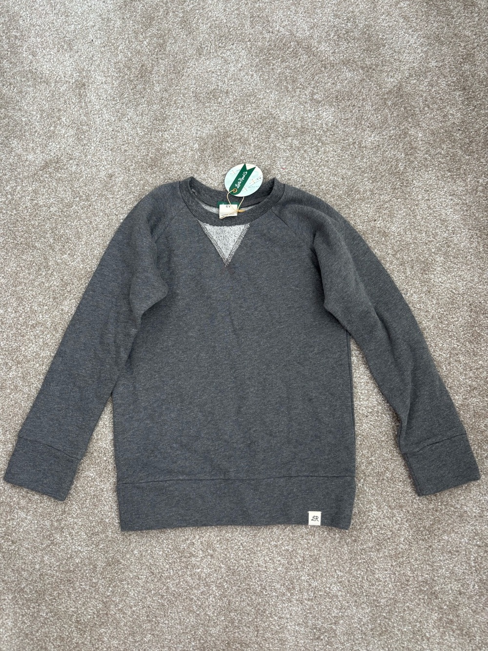 Little Road Co NWT Boys Gray Solid Crewneck Long Sleeve Pullover Sweatshirt 6Y